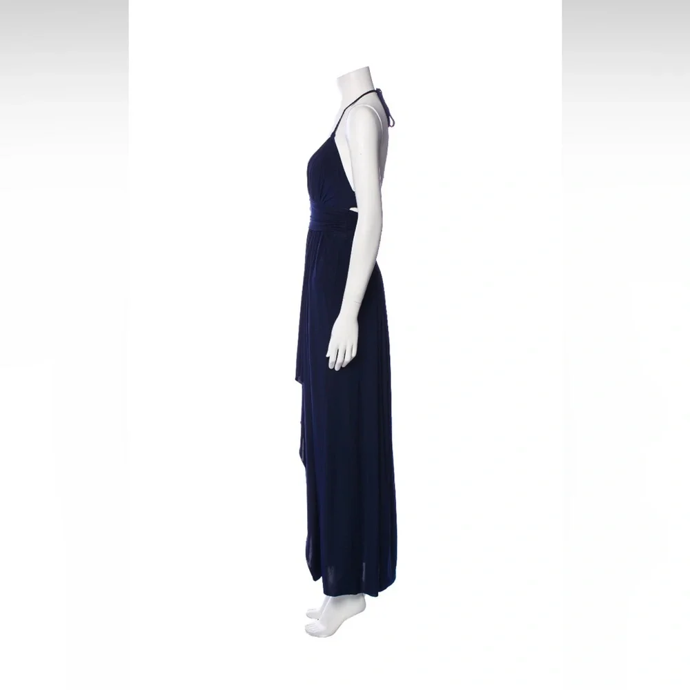MISA Los Angeles, Halterneck long casual dress, Navy, Size: Small - Picture 2 of 8